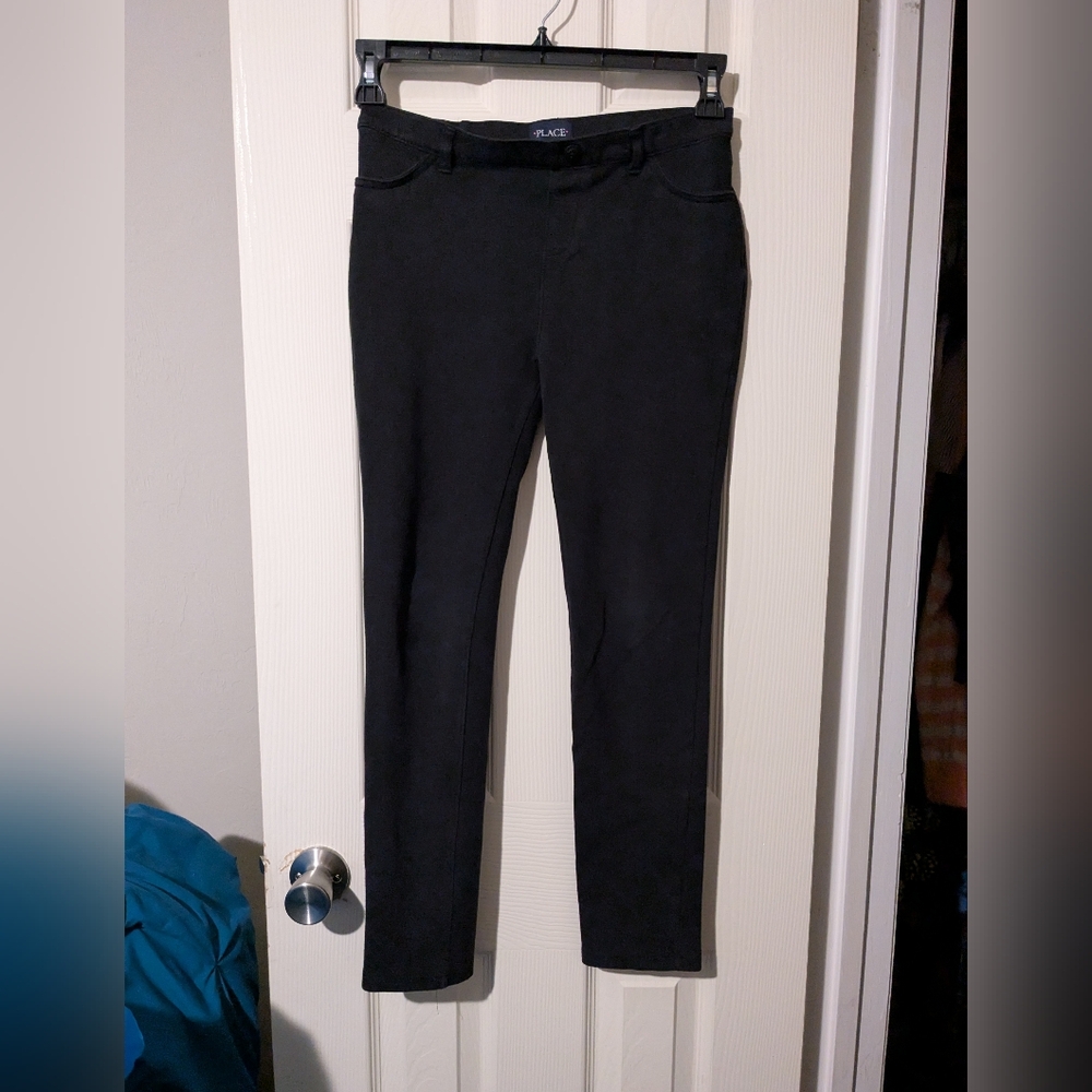 #319 The Children’s Place Black Leggings Girls Size 16 Stretch Basic Pants